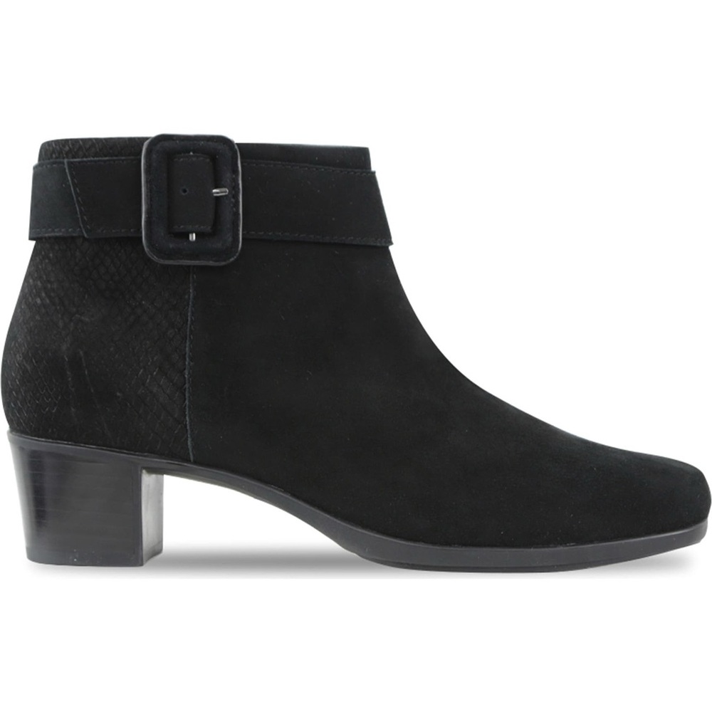MUNRO WOMENS CALLIE WATER RESISTANT SUEDE BOOTIE BUCKLE DETAIL BLACK SIZE 8 NWOT